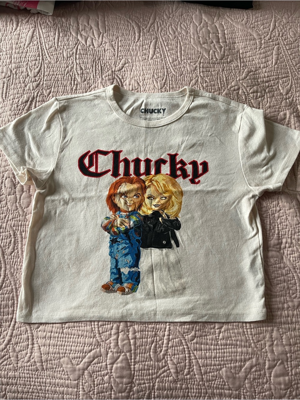 Chucky Graphic Crop Tee in White
